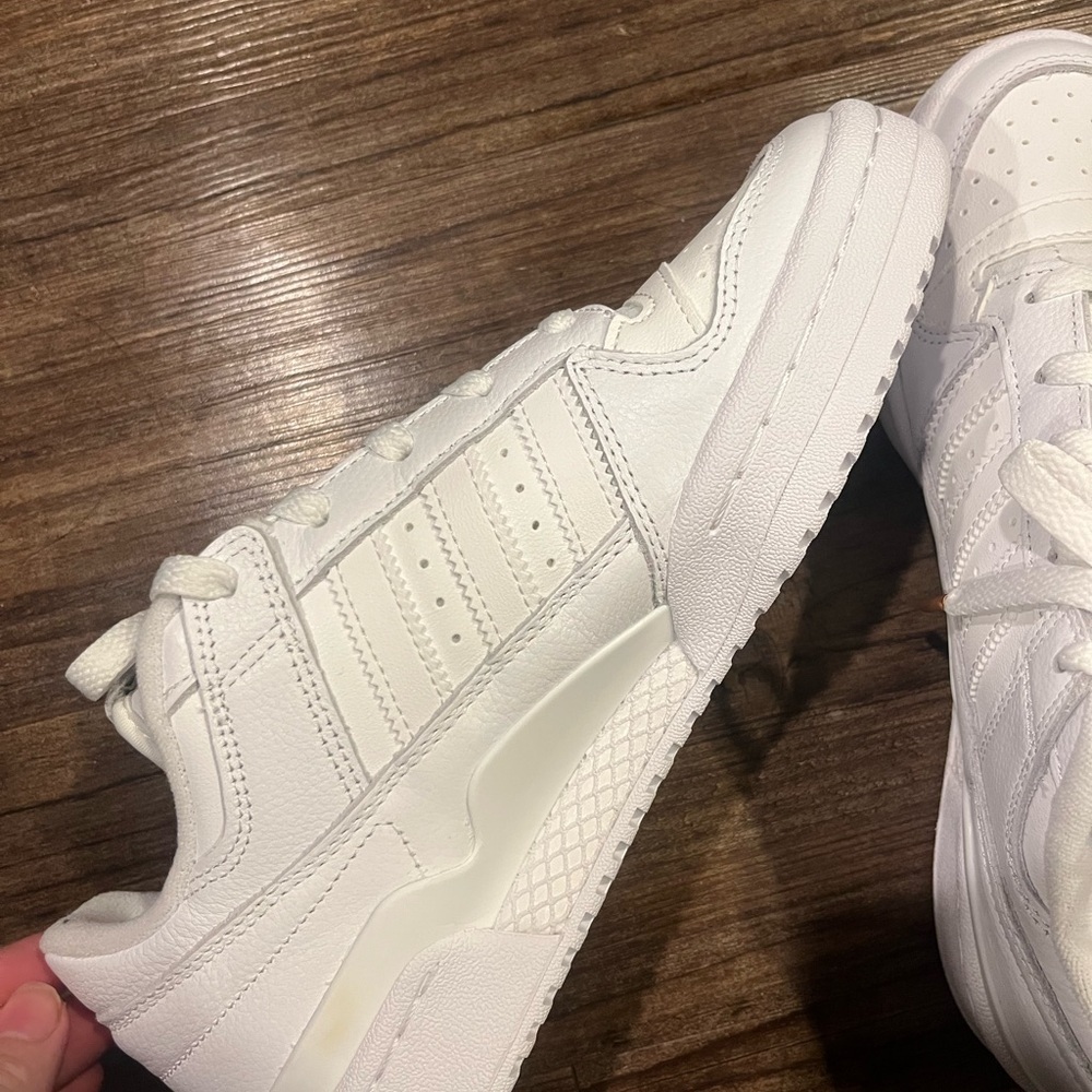 Adidas Women's White and Gold Sneakers - Picture 3 of 6